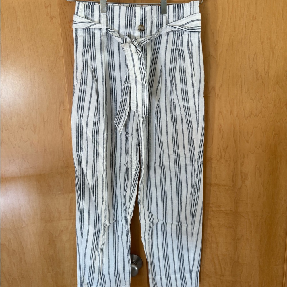 Madewell Cream and Black Striped Pants